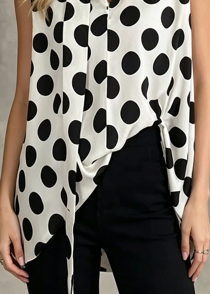Modern White Oversized With Scarf Chiffon Tops Sleeveless