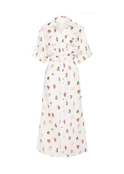 Modern White Peter Pan Collar Sashes Linen Maxi Dress Summer