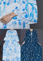 Modern White Ruffled Print Cotton Long Dresses Summer