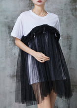 Load image into Gallery viewer, Modern White Tasseled Patchwork Tulle Mini Dresses Summer