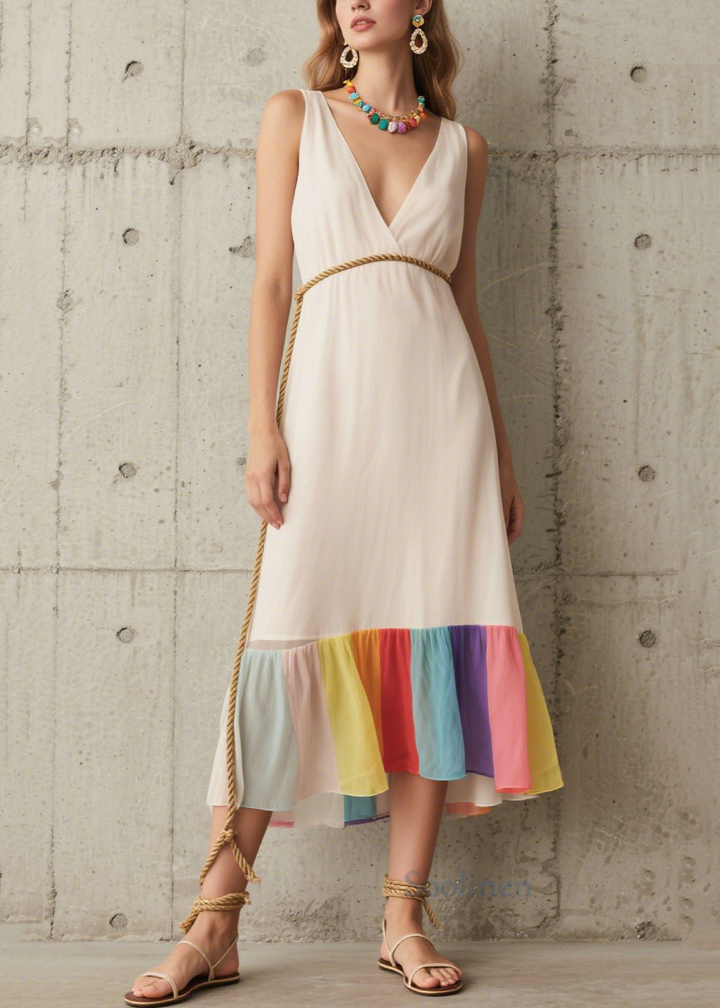 Modern White Tunic Patchwork Chiffon Beach Dresses Summer