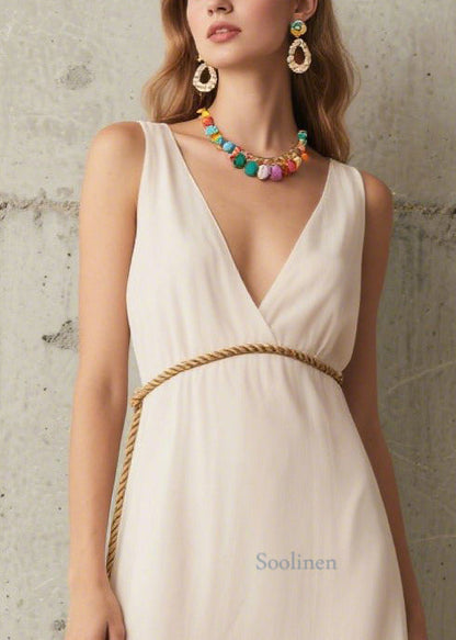 Modern White Tunic Patchwork Chiffon Beach Dresses Summer