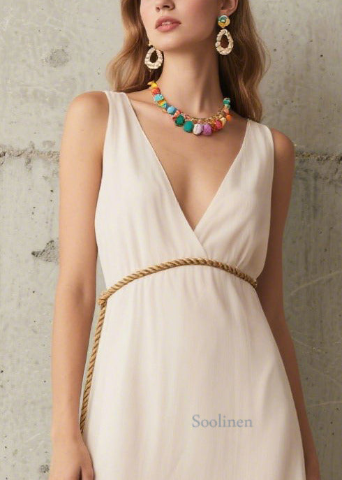 Modern White Tunic Patchwork Chiffon Beach Dresses Summer