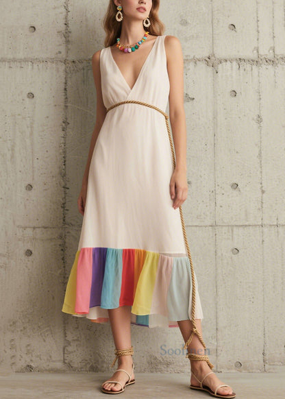 Modern White Tunic Patchwork Chiffon Beach Dresses Summer