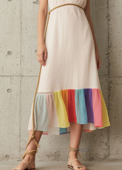 Modern White Tunic Patchwork Chiffon Beach Dresses Summer