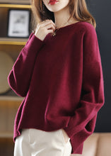 Load image into Gallery viewer, Modern Wine Red O Neck Thick Patchwork Loose Knit Sweaters Winter