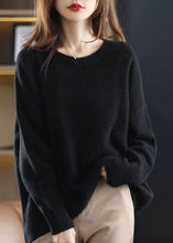 Load image into Gallery viewer, Modern Wine Red O Neck Thick Patchwork Loose Knit Sweaters Winter