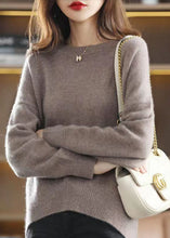 Load image into Gallery viewer, Modern Wine Red O Neck Thick Patchwork Loose Knit Sweaters Winter