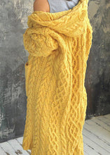 Load image into Gallery viewer, Modern Yellow Pockets Cozy Cotton Knit Maxi Cable Cardigans Fall