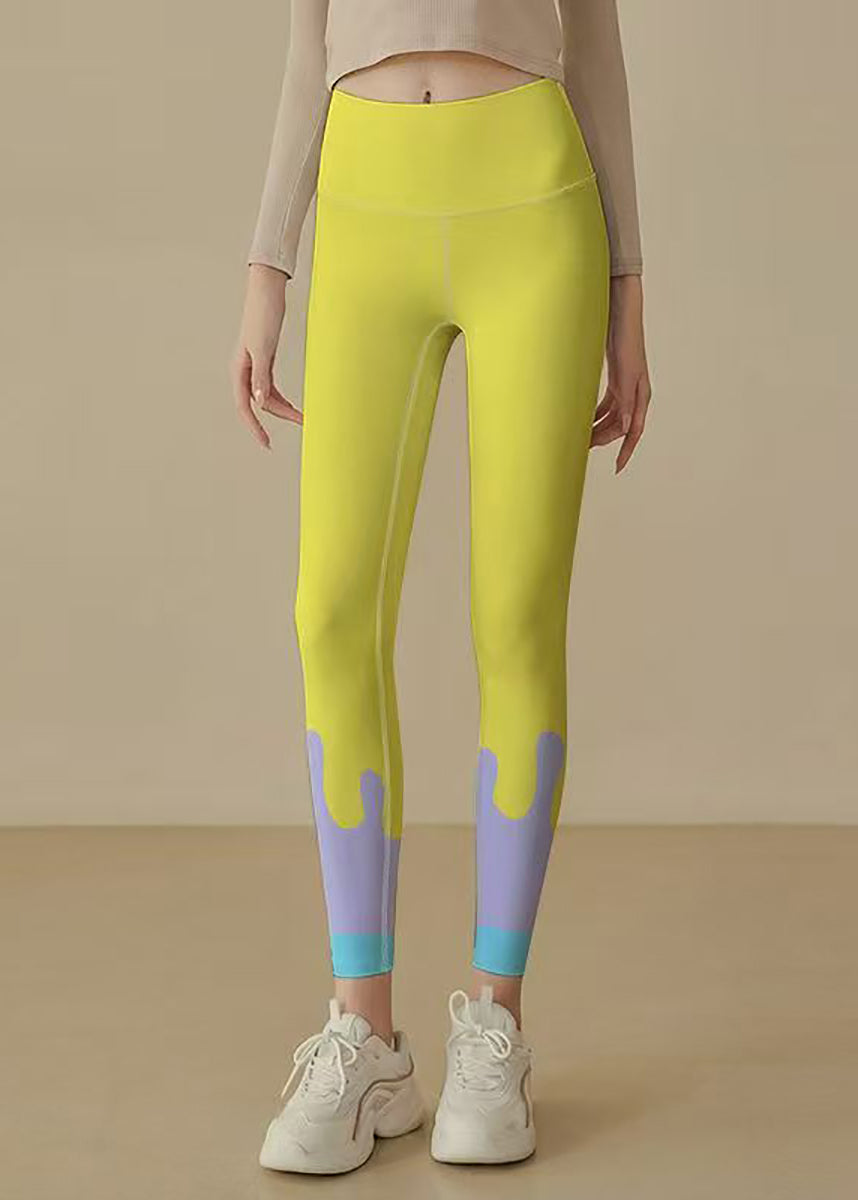Modern Yellow Print Super Stretch High Waist Pilates Capri Athletic Leggings