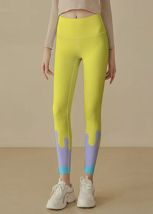 Modern Yellow Print Super Stretch High Waist Pilates Capri Athletic Leggings