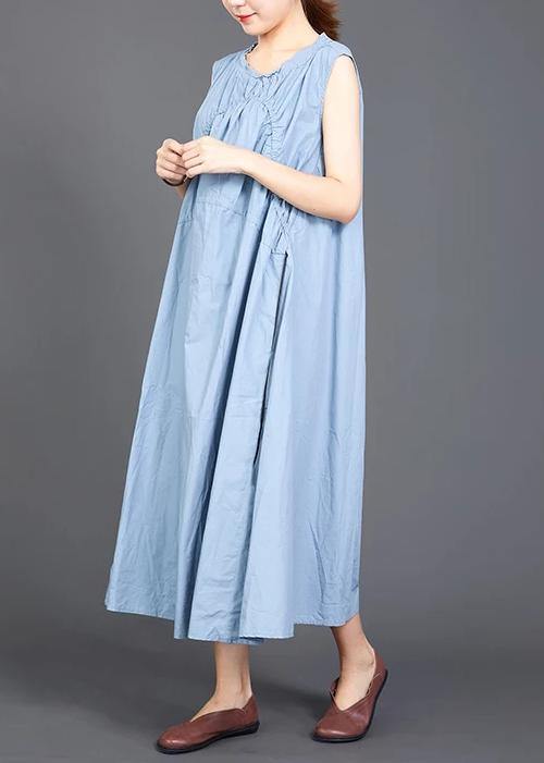 Modern cotton tunic pattern Drops Design Folded Lacing Irregular Splice Solid Color Dress - SooLinen