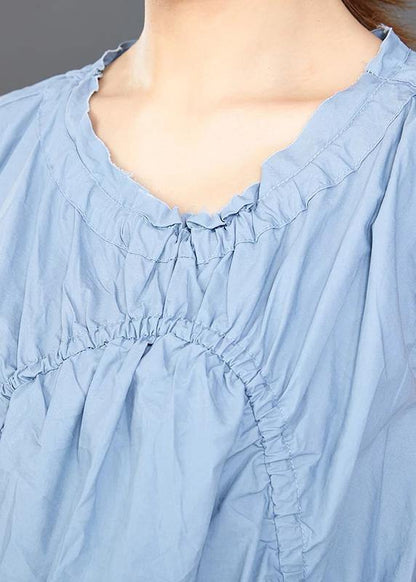 Modern cotton tunic pattern Drops Design Folded Lacing Irregular Splice Solid Color Dress - SooLinen