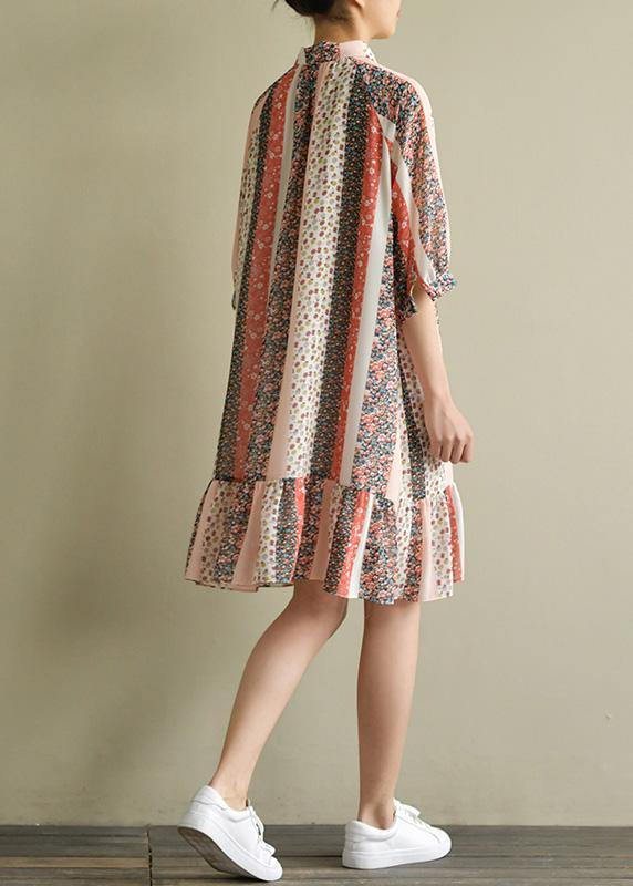 Modern floral chiffon outfit 2019 Fabrics half sleeve lapel Kaftan Summer Dresses - SooLinen