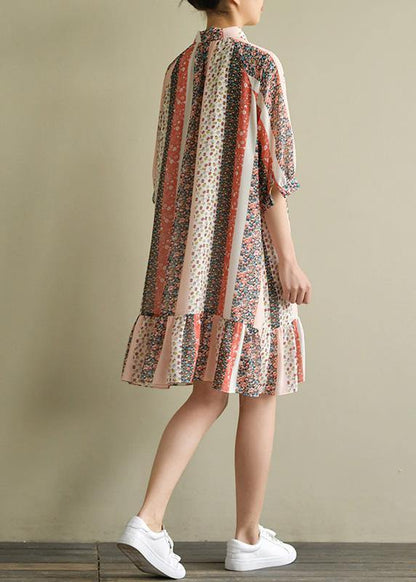 Modern floral chiffon outfit 2019 Fabrics half sleeve lapel Kaftan Summer Dresses - SooLinen