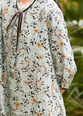 Modern light green linen Robes stand collar pockets daily summer Dresses - SooLinen