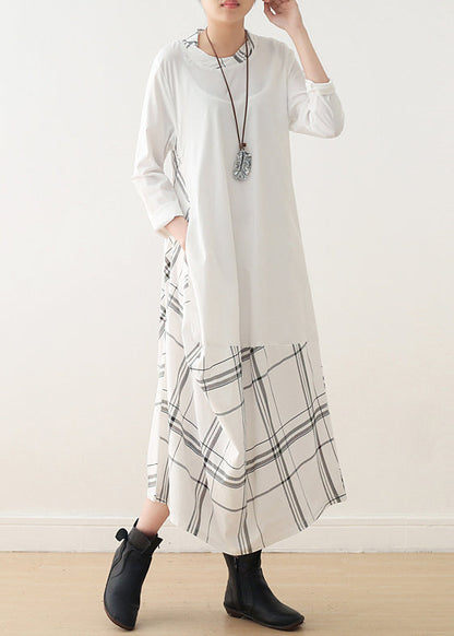 Modern o neck false two pieces cotton Wardrobes plus size Catwalk white cotton Dress spring