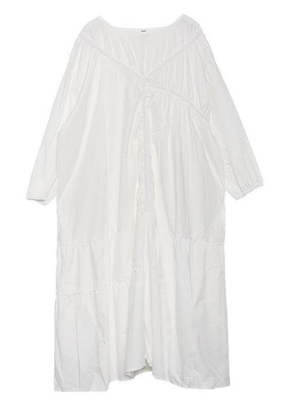 Modern o neck Cinched cotton fall Long Shirts Fashion Ideas black A Line Dresses - SooLinen