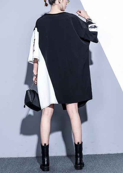 Modern o neck zippered Cotton summer black Dress - SooLinen