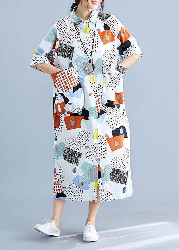 Modern prints cotton clothes big pockets Dresses summer Dress - SooLinen