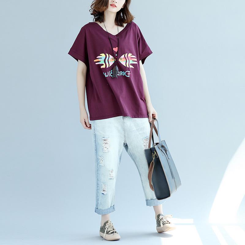 Modern purple red cotton clothes For Women 2025 Inspiration v neck Batwing Sleeve Dresses blouse