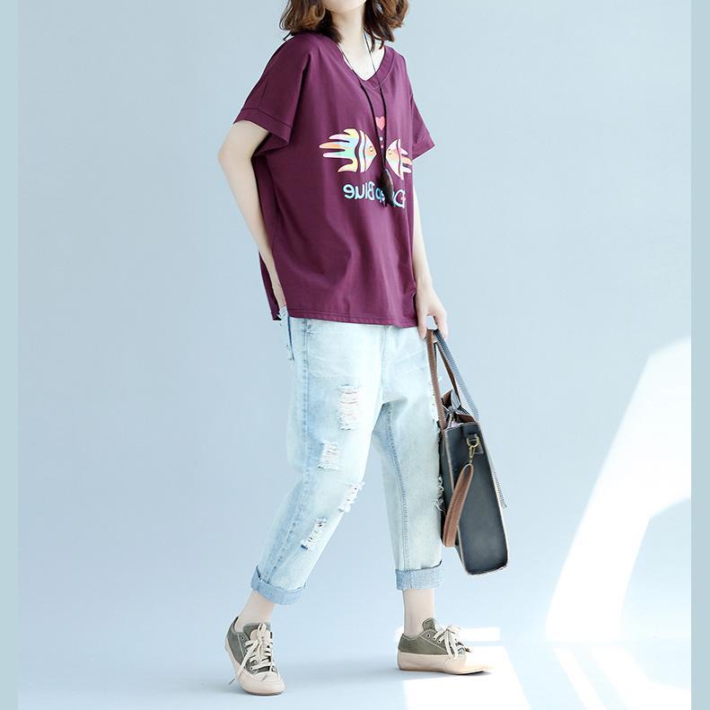 Modern purple red cotton clothes For Women 2025 Inspiration v neck Batwing Sleeve Dresses blouse