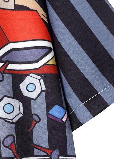 Modern ruffles cotton clothes Women Runway navy prints Maxi Dress - SooLinen