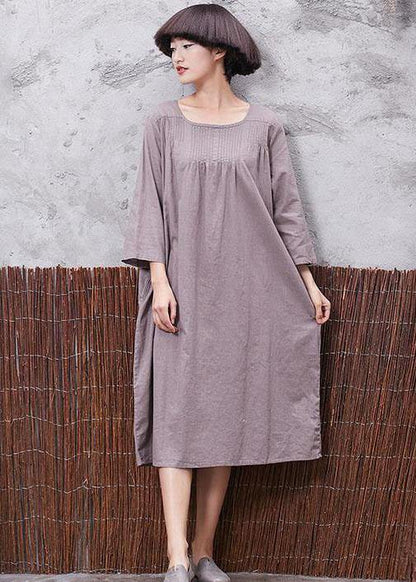 Modern Cinched linen cotton clothes For Women Shirts khaki Dress summer - SooLinen