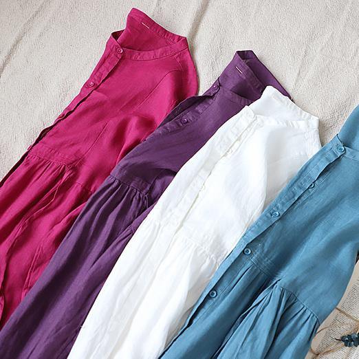 Modern Cinched pockets linen outfit Outfits navy Dress spring - SooLinen