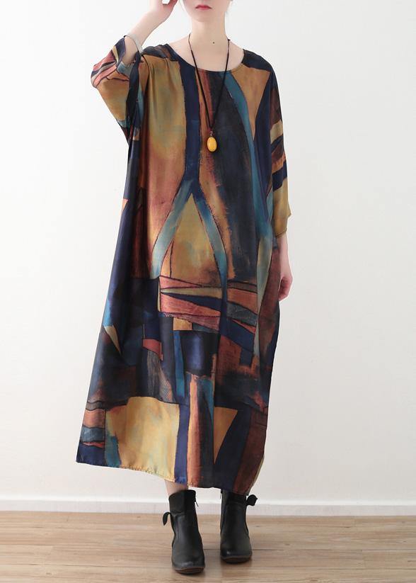 Modern yellow green patchwork color chiffon quilting clothes bracelet sleeved Art summer Dress - SooLinen