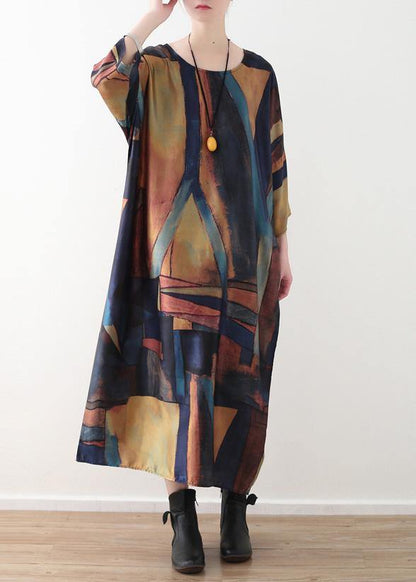 Modern yellow green patchwork color chiffon quilting clothes bracelet sleeved Art summer Dress - SooLinen