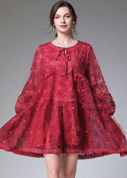 Mulberry O-Neck Tulle Spring Cute Long Sleeve Maxi Dress - SooLinen