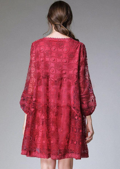 Mulberry O-Neck Tulle Spring Cute Long Sleeve Maxi Dress - SooLinen