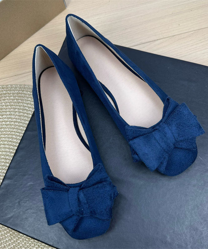 Mulberry Suede Penny Loafers Women Splicing Bow Plus Size