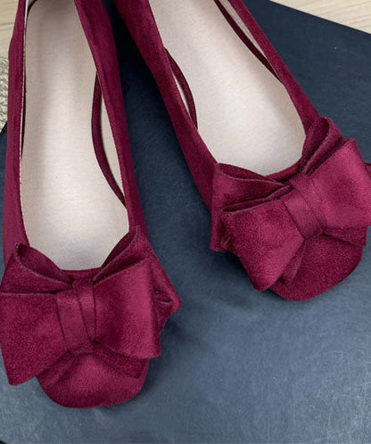 Mulberry Suede Penny Loafers Women Splicing Bow Plus Size