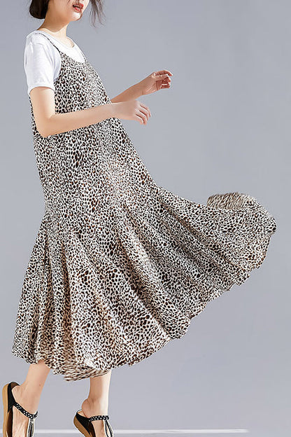 Mu Spaghetti Strap dresses Fashion Online Shopping brown floral Dresses Summer