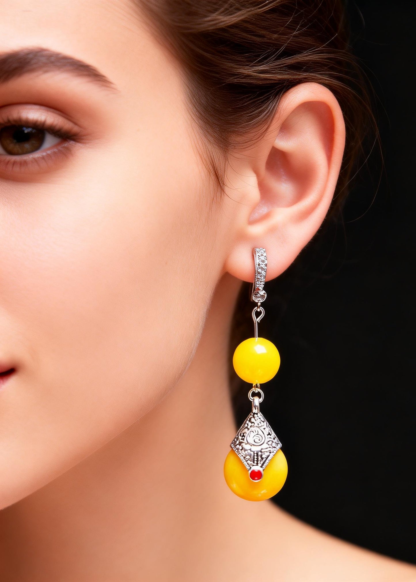 National Style Beeswax Zircon Drop Earrings
