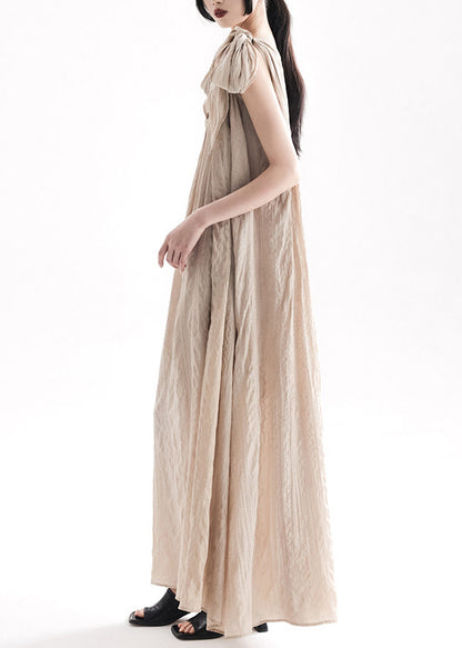 Natural Apricot One Shoulder Lace Up Long Dresses Summer