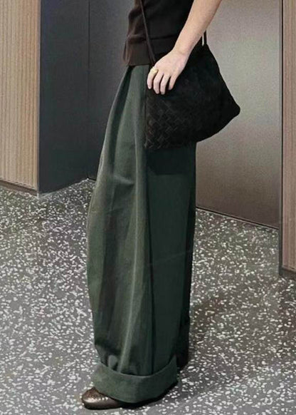Natural Army Green Pockets Patchwork Straight Pants Summer
