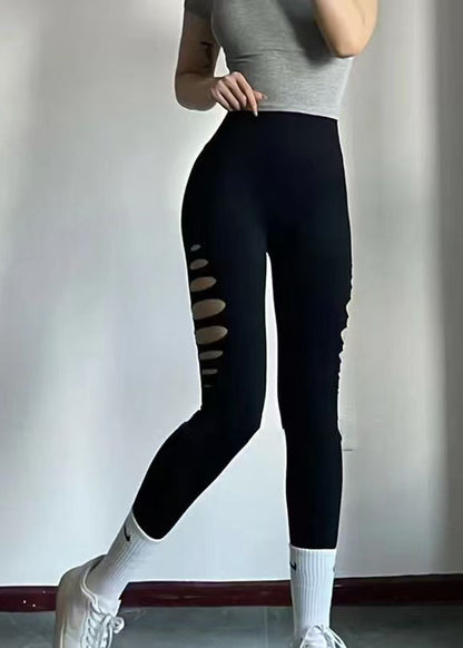 Natural Black Butt Scrunch Ripped Capri Gym Shark Leggings