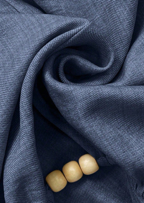 Natural Blue Low High Design Cotton Shirt Top Fall