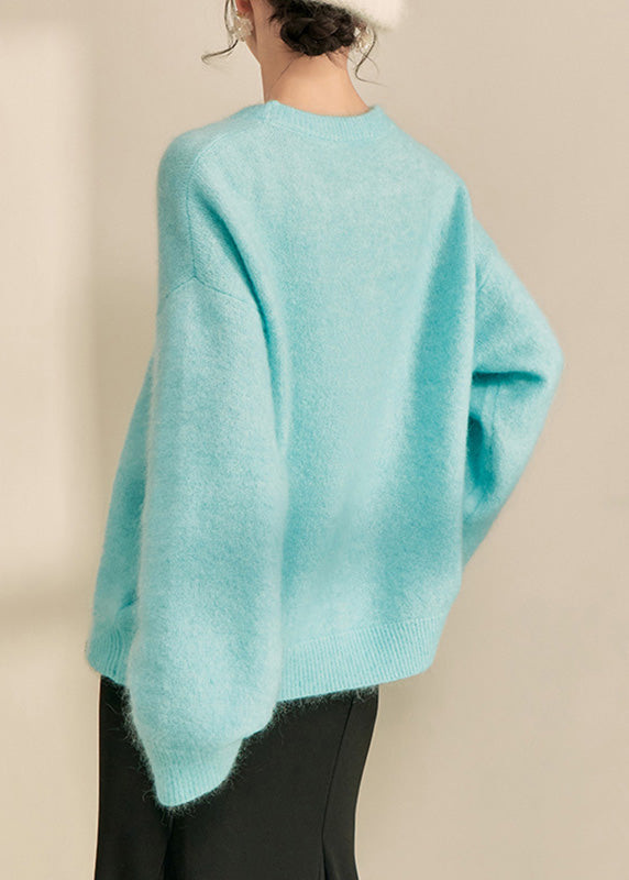 Natural Blue Print Cozy Cotton Knit Sweaters Spring