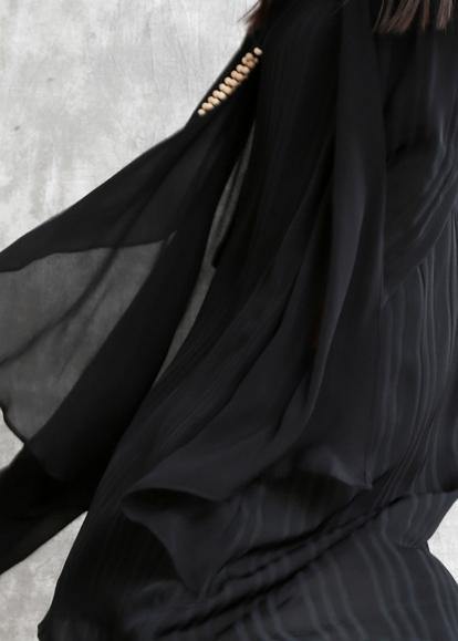 Natural FALSE two pieces clothes For Women Outfits black striped Dress - SooLinen