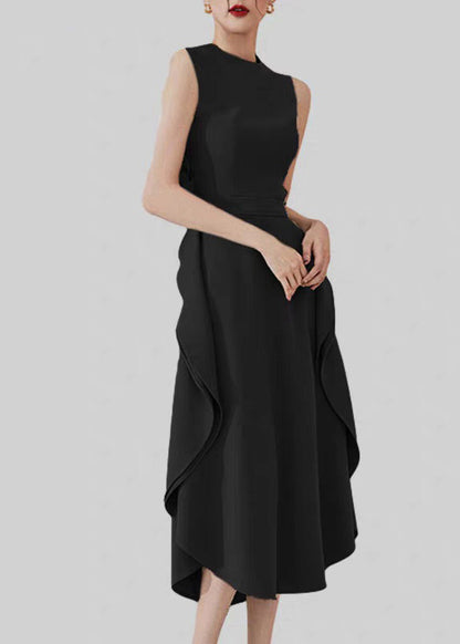 Natural Grey Green O-Neck Ruffled Patchwork Long Dresses Summer