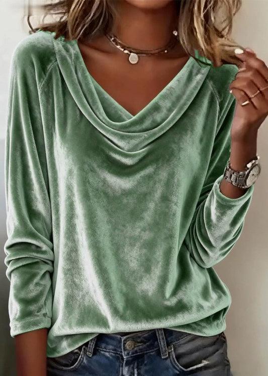 Natural Grey Pockets Solid Pullover O-Neck Spring