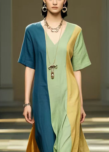 Natural Multicolour Oversized Patchwork Cotton Dress Summer