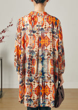 Load image into Gallery viewer, Natural Orange Print Side Open Chiffon Top Summer