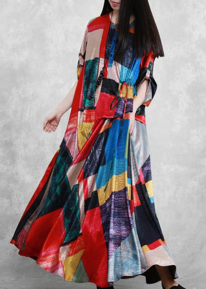 2021 Silk Summer Dress Print A Line Dresses - SooLinen