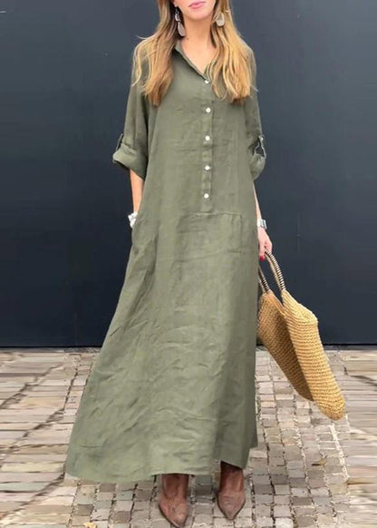 Natural Pink Peter Pan Collar Patchwork Long Dress Fall