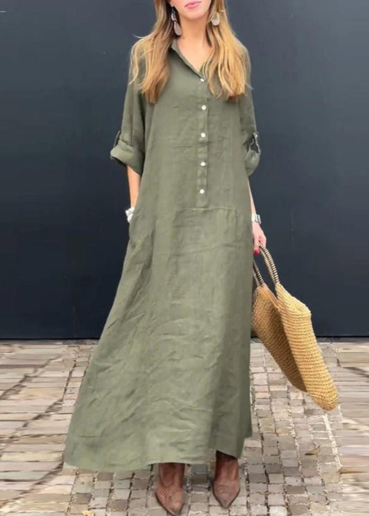 Natural Pink Peter Pan Collar Patchwork Long Dress Fall